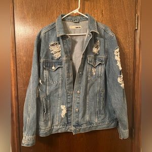 TOPSHOP Oversized Moto Denim Jacket